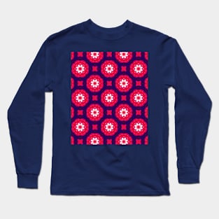 Berry Red Kaleidoscope Pattern Long Sleeve T-Shirt